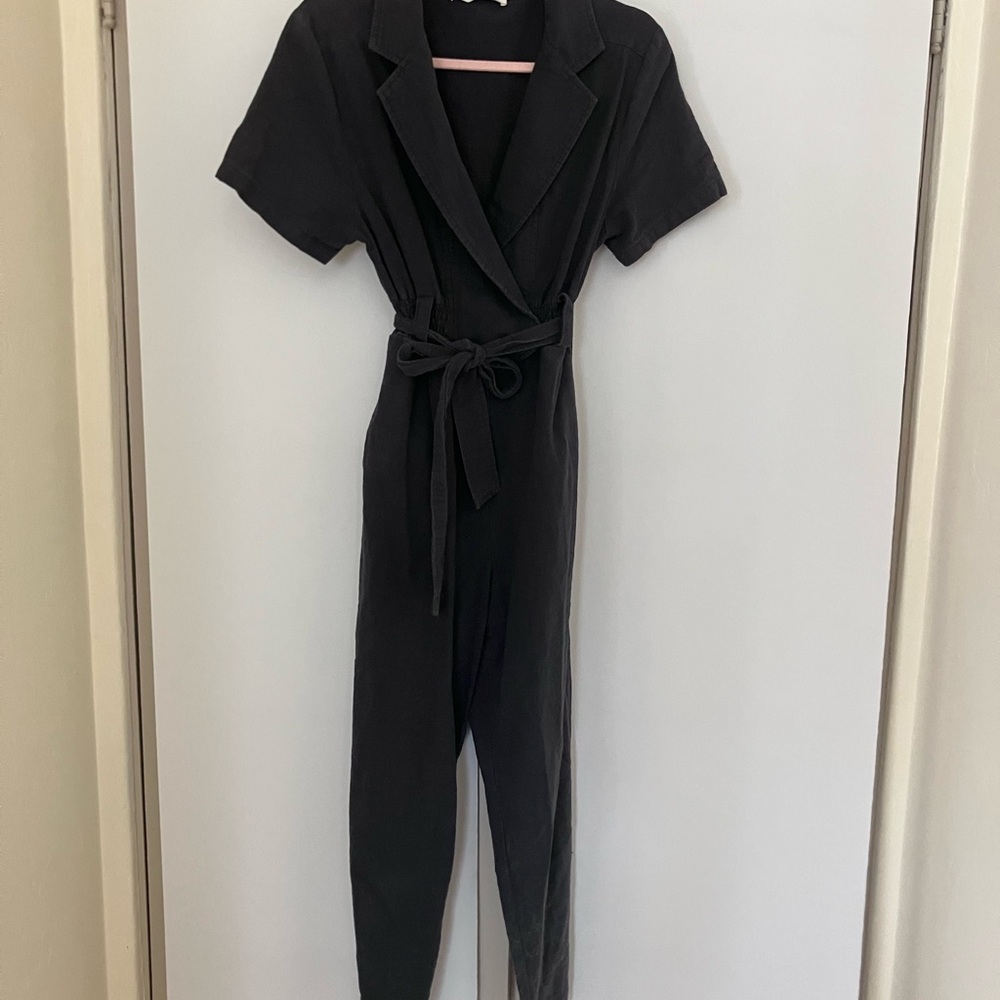 Astr Elegant Black Tie-Waist Jumpsuit